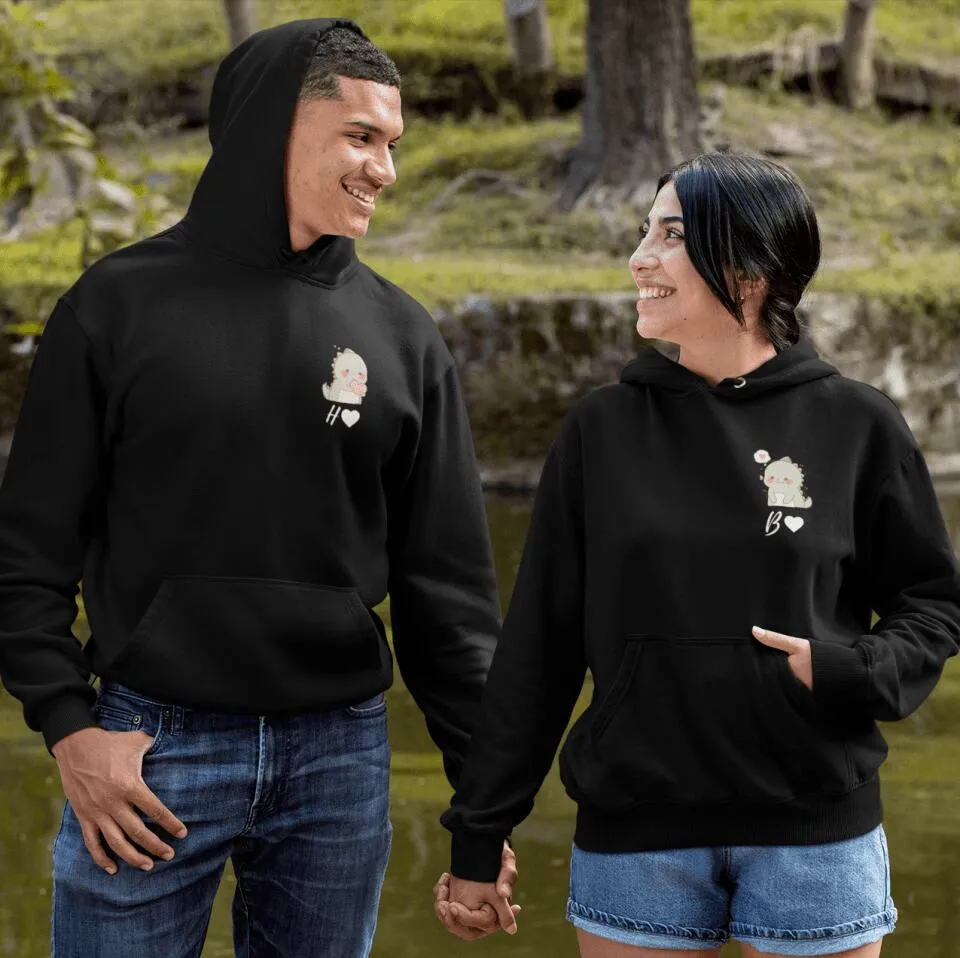 Custom Initial Dino Hoodie For Couples "B"