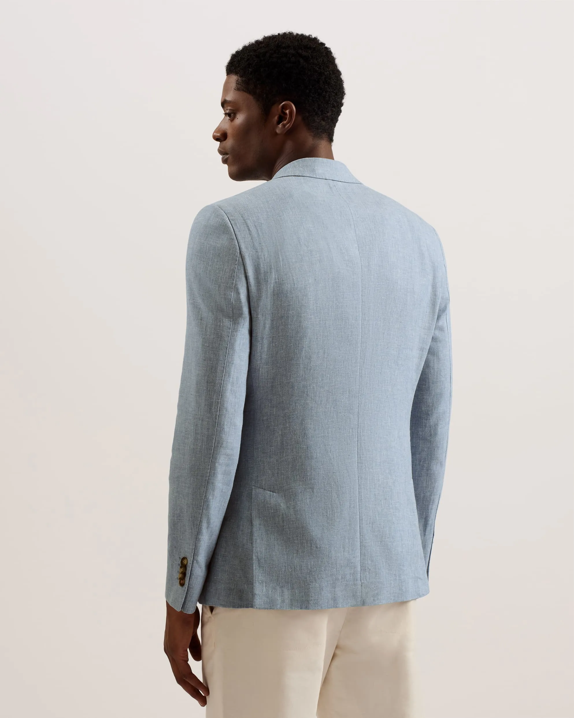 Damaskj Slim Fit Linen Blazer Lt-Blue