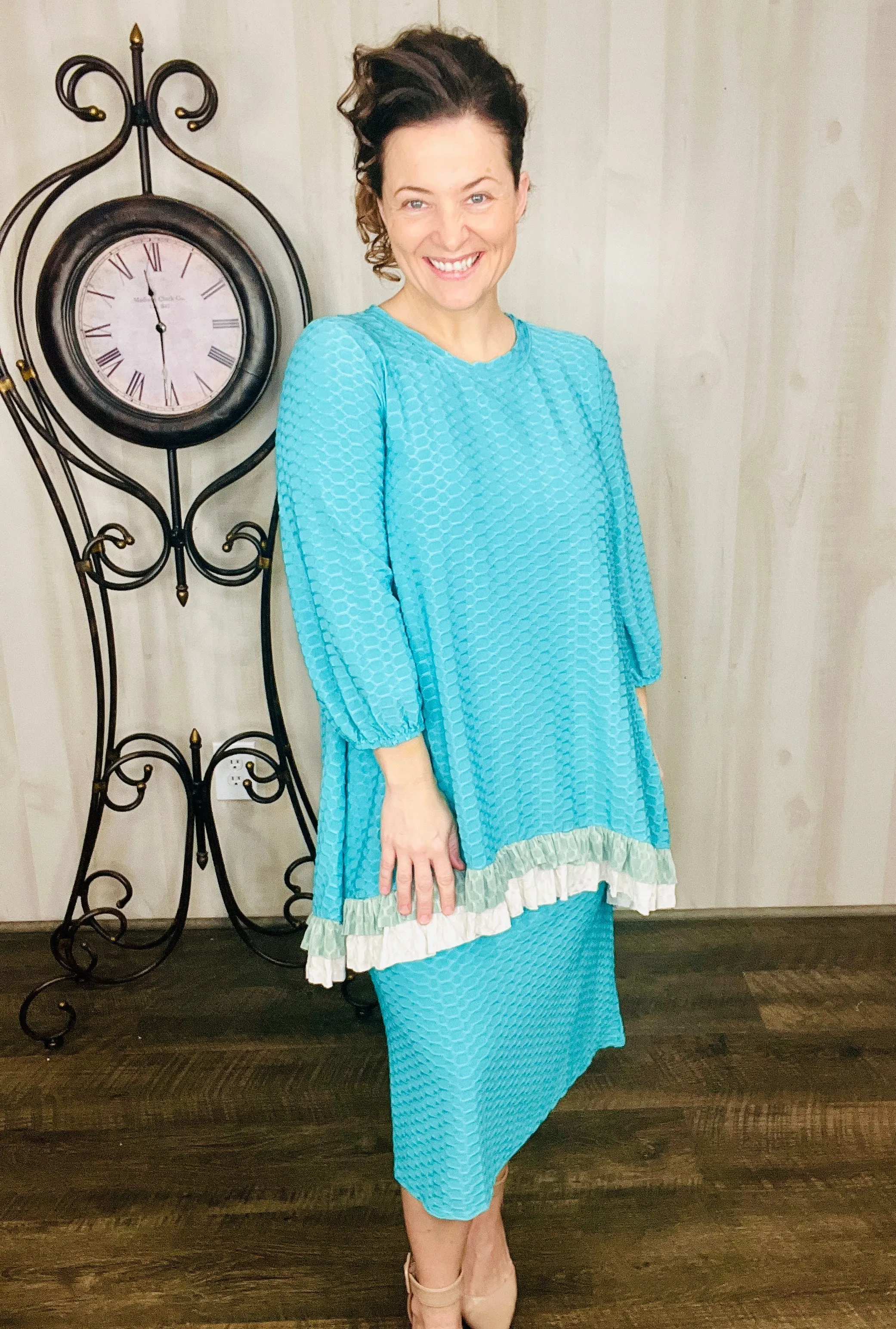 Deborah Honeycomb Fabric Tunic-Mint or Pink