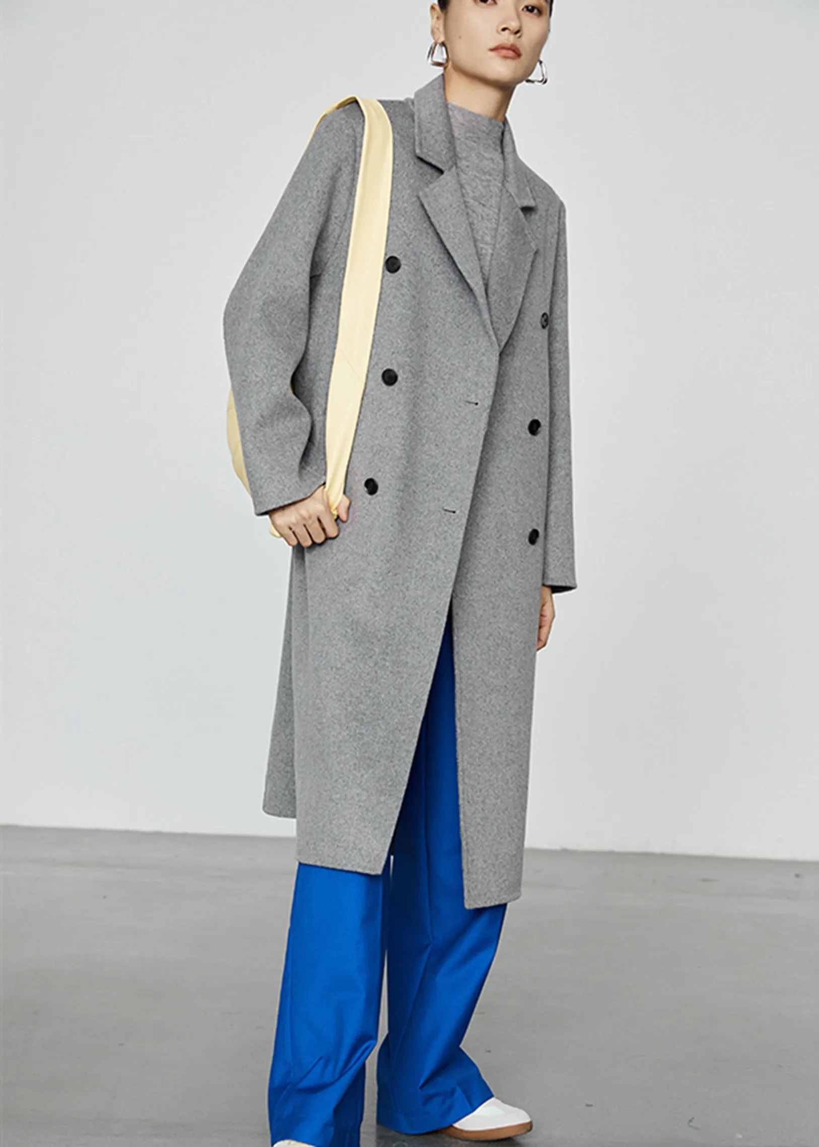 Double Breasted Wool Blend Coat