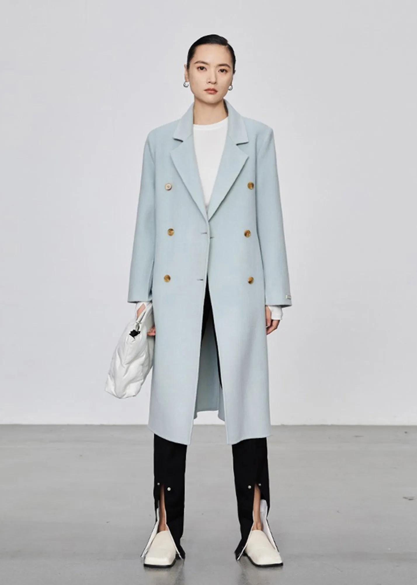 Double Breasted Wool Blend Coat