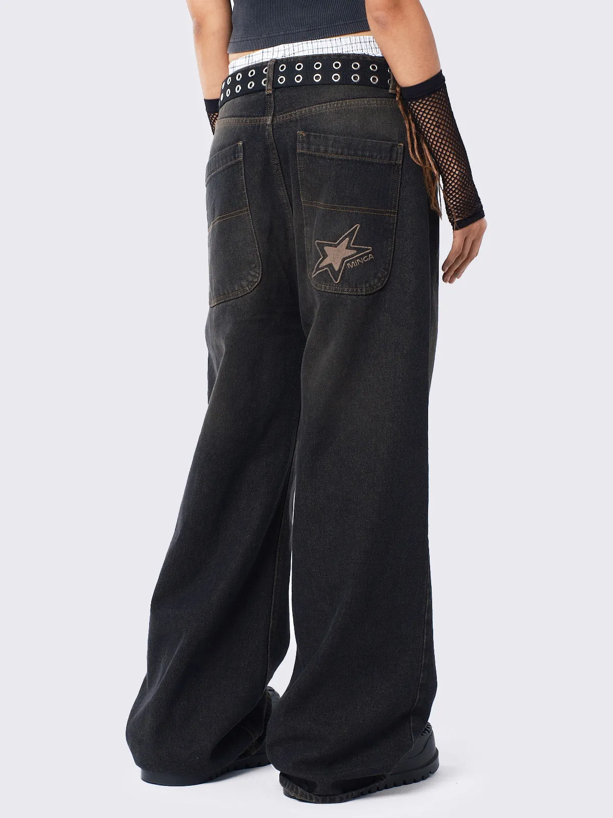 Echo Washed Black Overdye Baggy Jeans