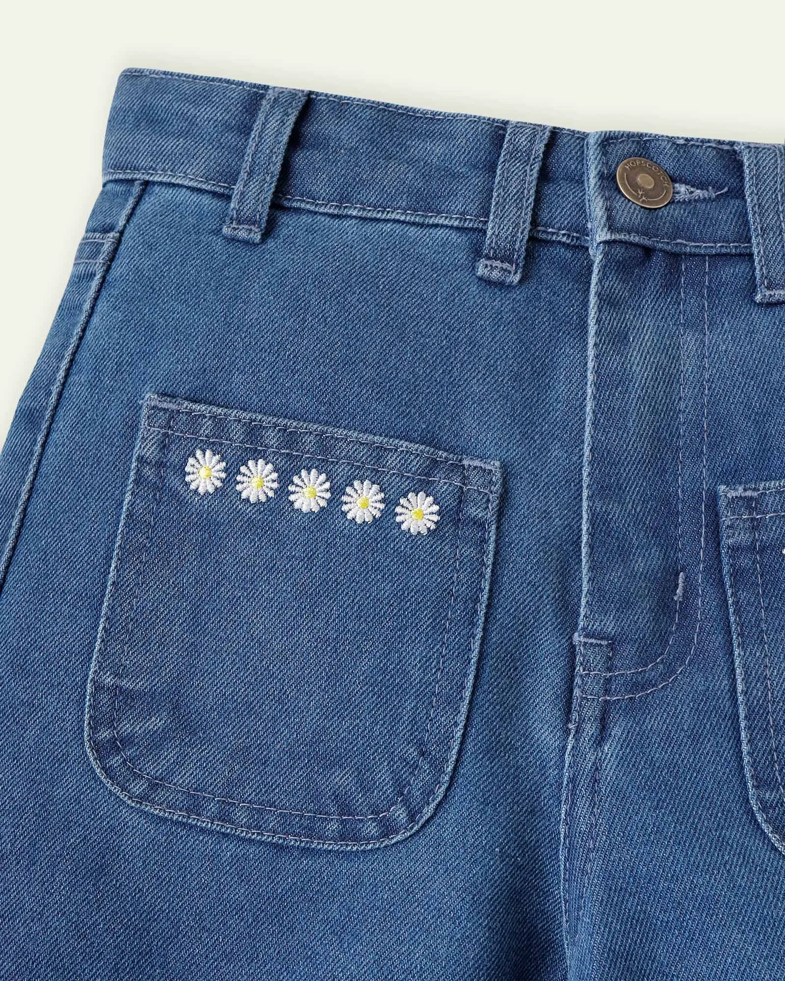 Embroidered Wide Leg Jean