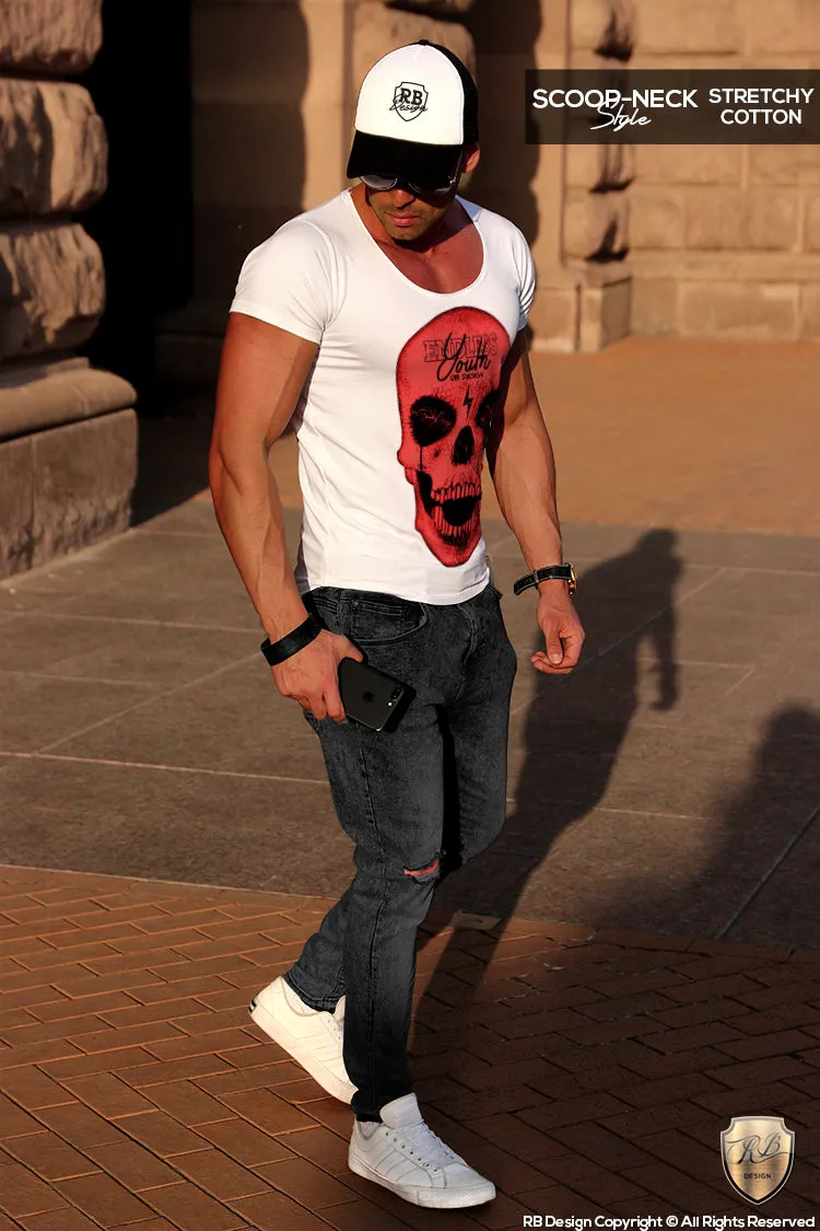 Endless Youth Men's RED Diamond Skull T-shirt RB Design Tank Top MD495 R