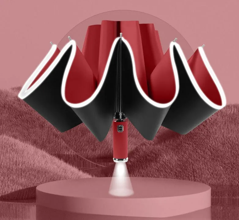 Fully automatic triple reflective edge umbrella