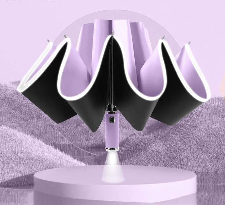 Fully automatic triple reflective edge umbrella