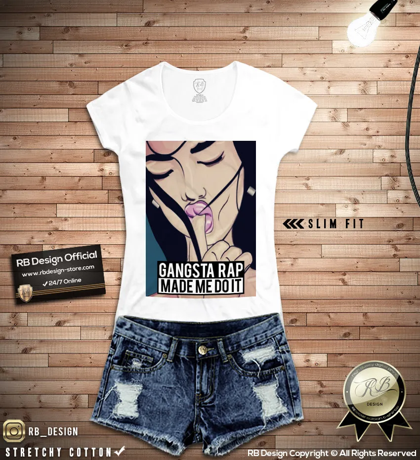 Gangsta Rap Made Me Do It Womens Sexy Girl T-shirt RB Design Tank Top WD269