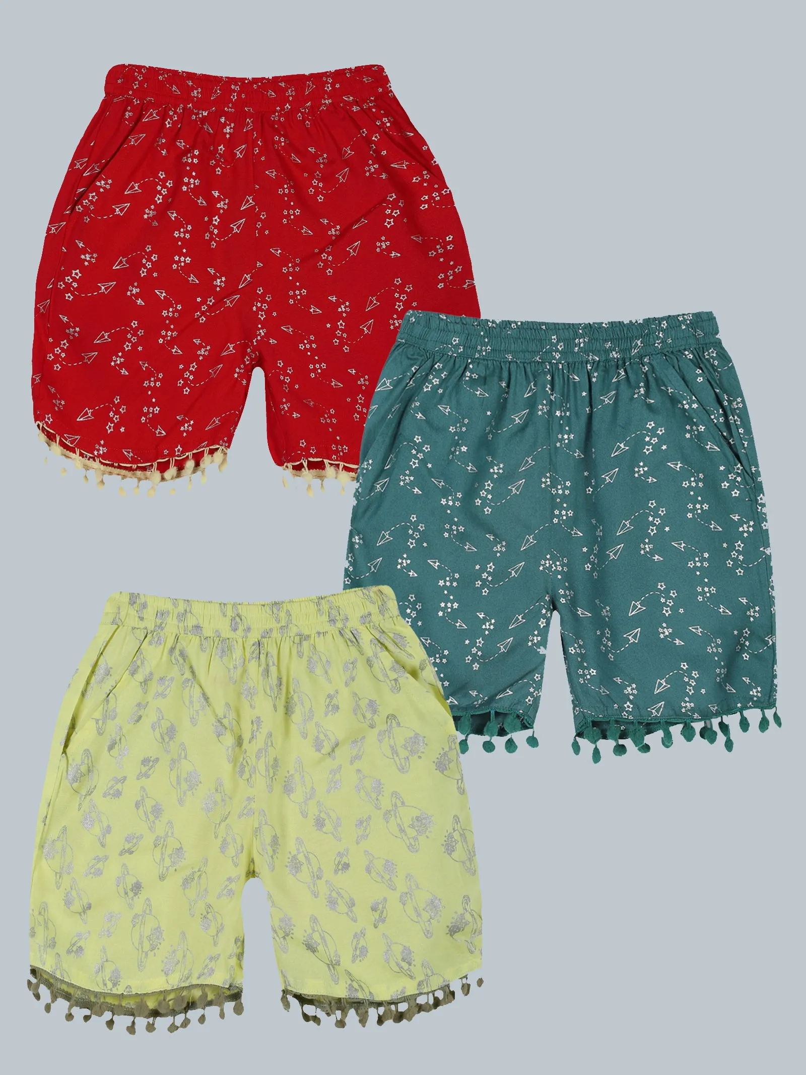 Girls AOP Print Shorts Pack of 3