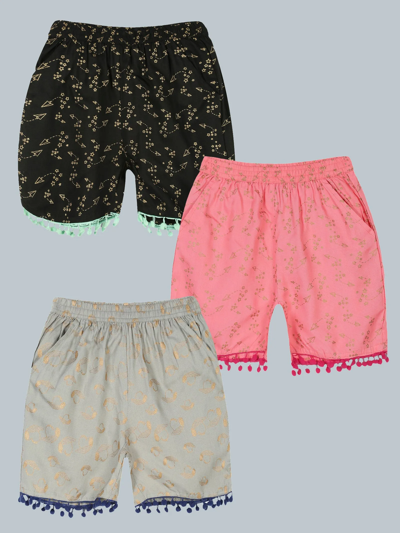 Girls AOP Print Shorts Pack of 3