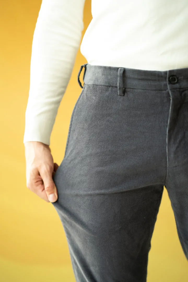 Grey Corduroy Stretch Pants