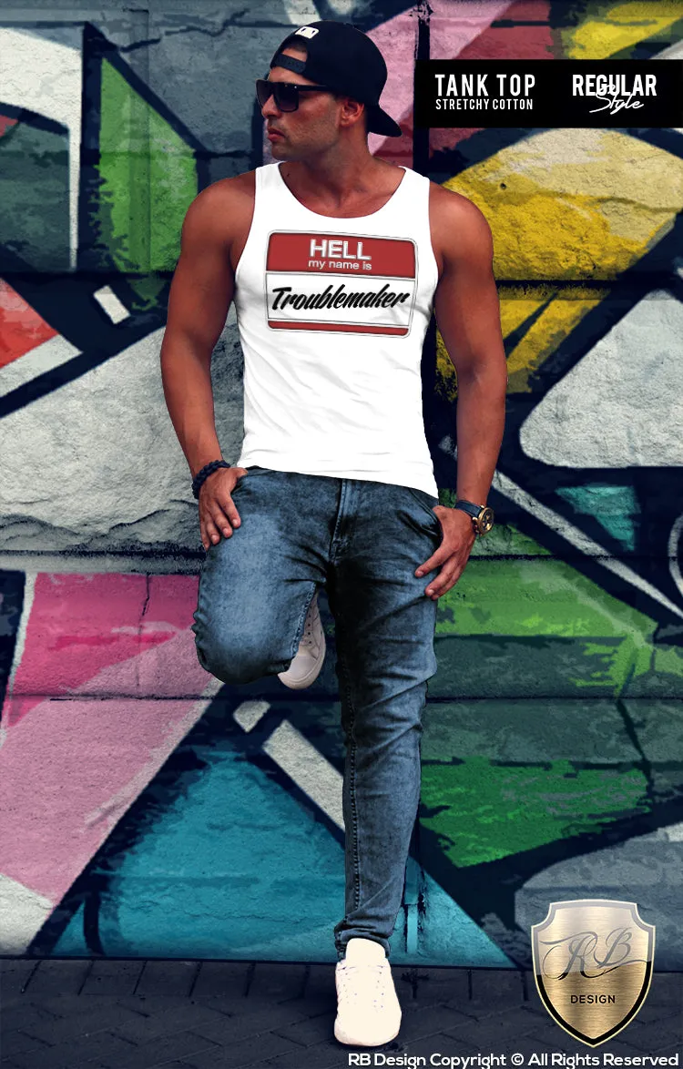 Hell My Name Is Troublemaker Cool T-shirt Bad Boy Graphic Top MD602