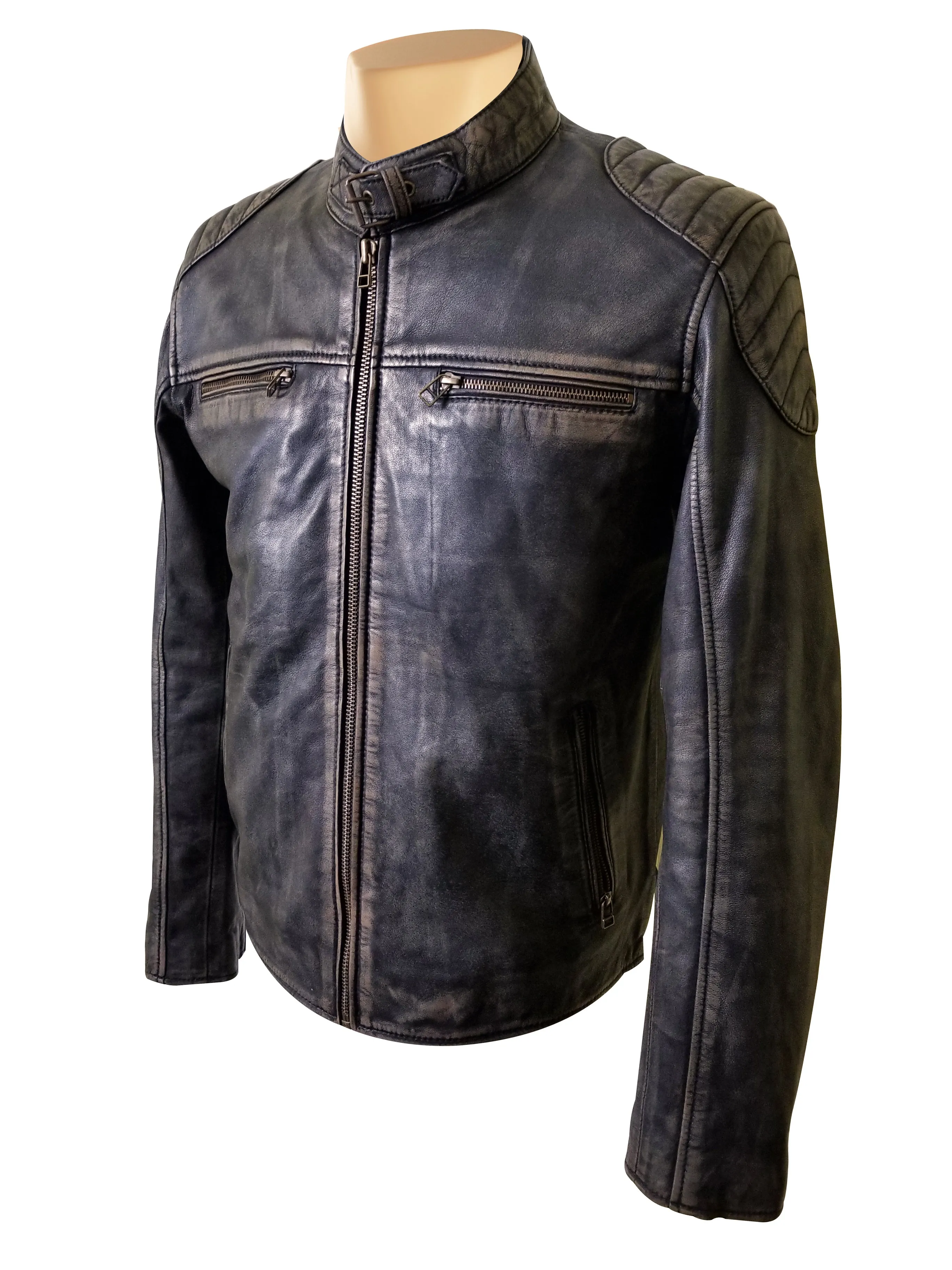 Hendrix's Distressed Leather Jacket with collar belt