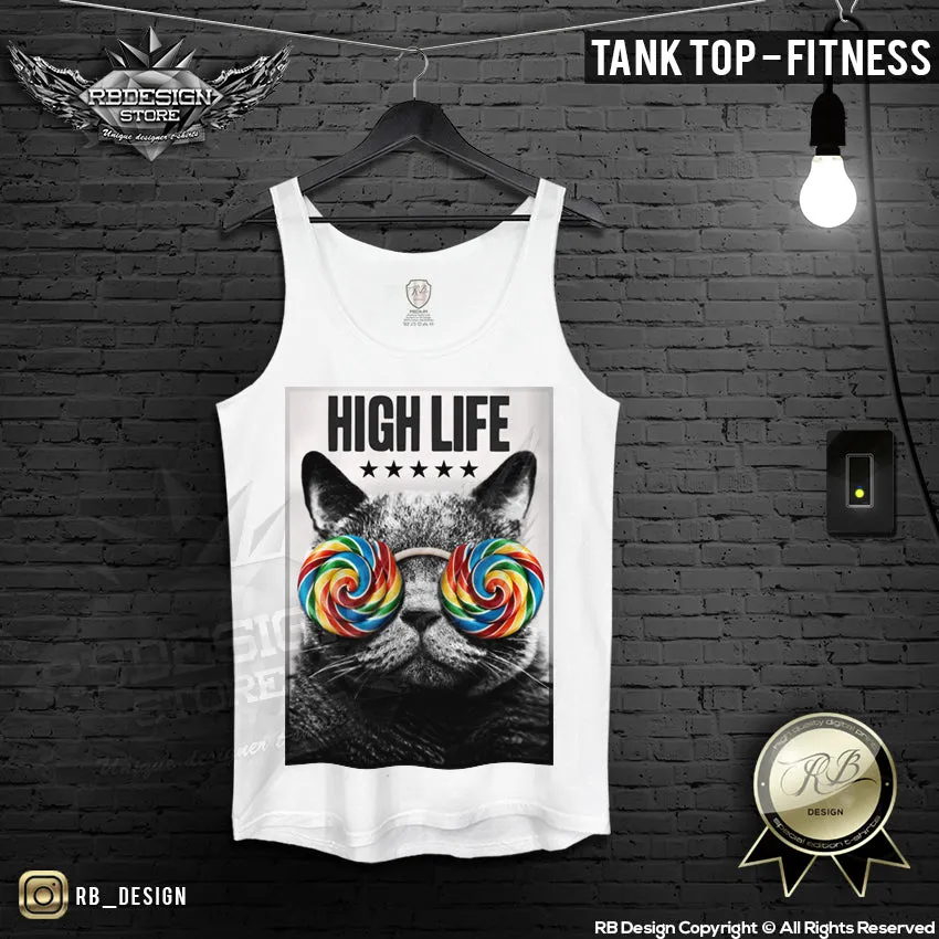 High Life Stoned Cat T-shirt Funny Festival Top MD070