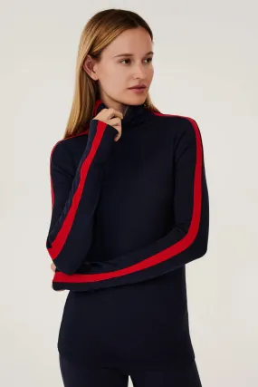 Jackson Rib Turtleneck Navy & Red