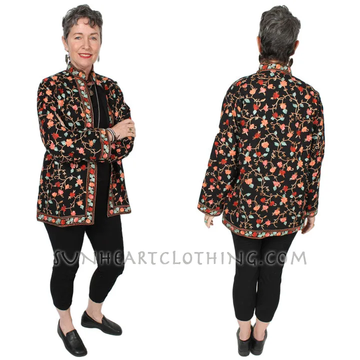 Kashmir hand-embroidered wool Jacket Sml-1X