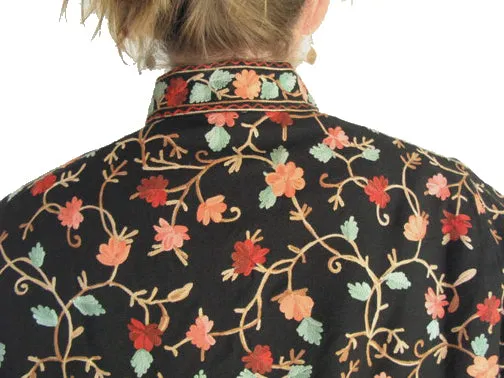 Kashmir hand-embroidered wool Jacket Sml-1X