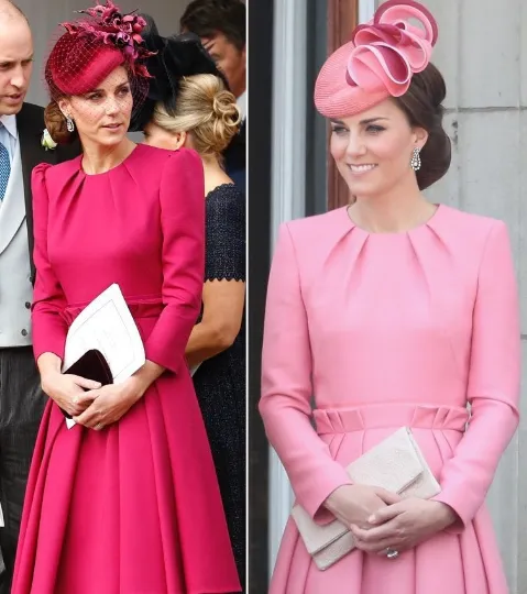 kate middleton pink pleated - swing dress celeb inspired custom made