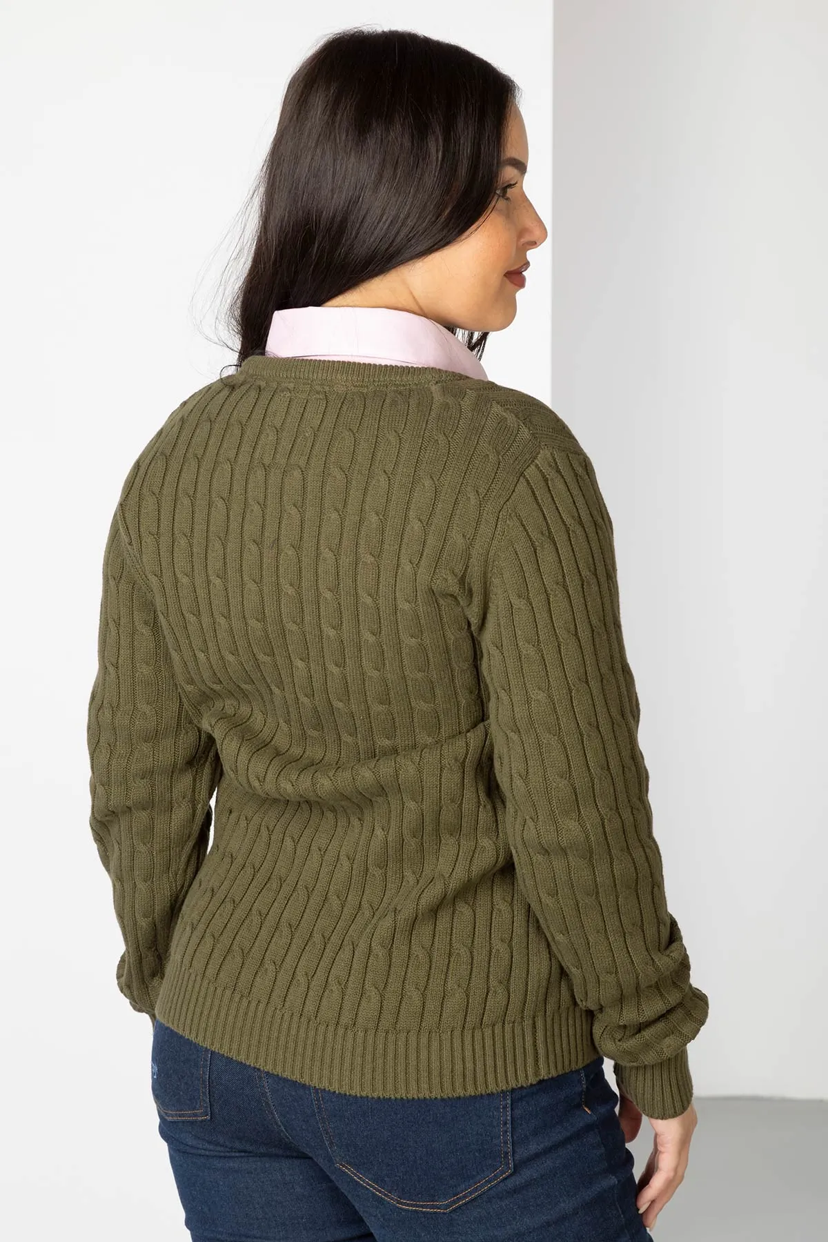 Ladies Crew Neck Cable Knit Jumper - Emma