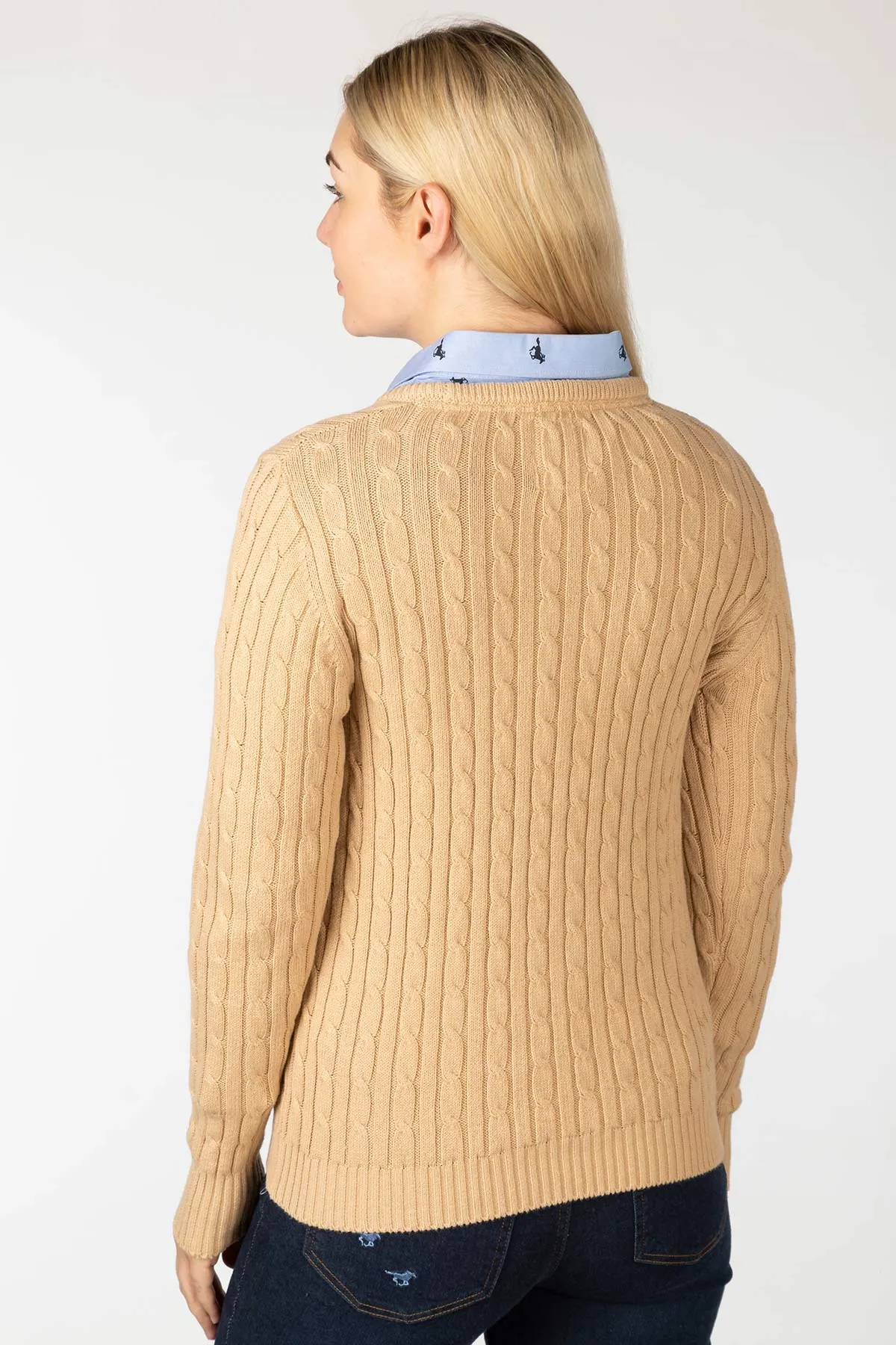 Ladies Crew Neck Cable Knit Jumper - Emma