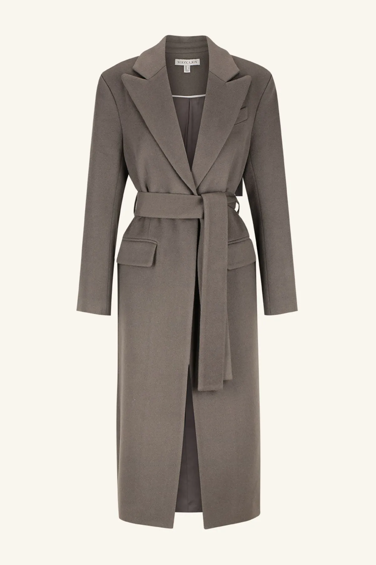 LUNA OVERSIZED PEAK LAPEL COAT WITH BELT - GRAPHITE