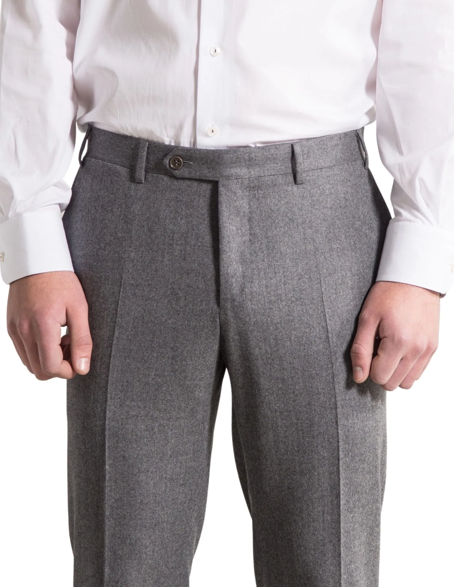 Luxury Wool Flannel Trousers | Light Grey