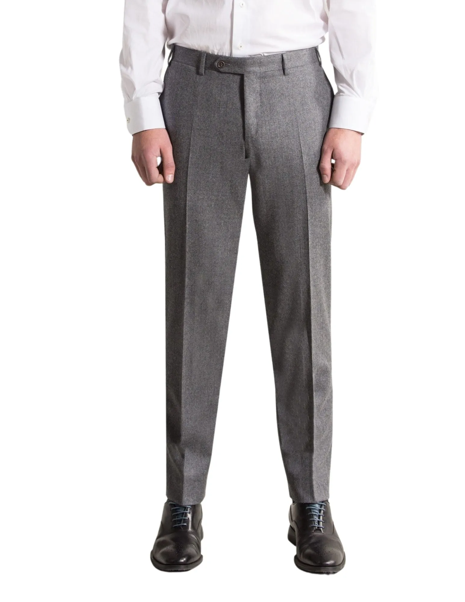 Luxury Wool Flannel Trousers | Light Grey