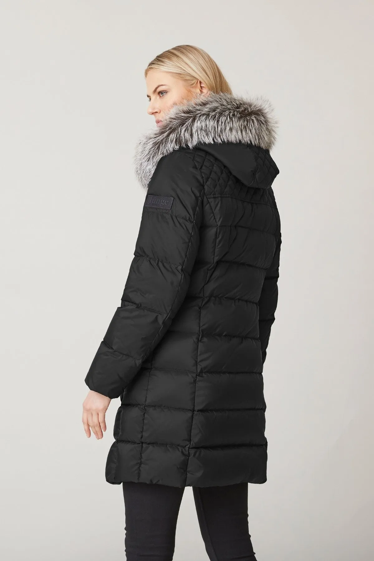 MADELEINE Down Coat with Silver Fox Fur Hood 2256