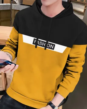 men Black Yellow Hoodie t-shirt