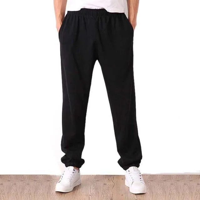 Men Plus Size Pants 6XL Solid Baggy Loose Elastic Pants Cotton Sweatpants Casual Pants Trousers Large Big Plus Size 5XL 6XL 7XL