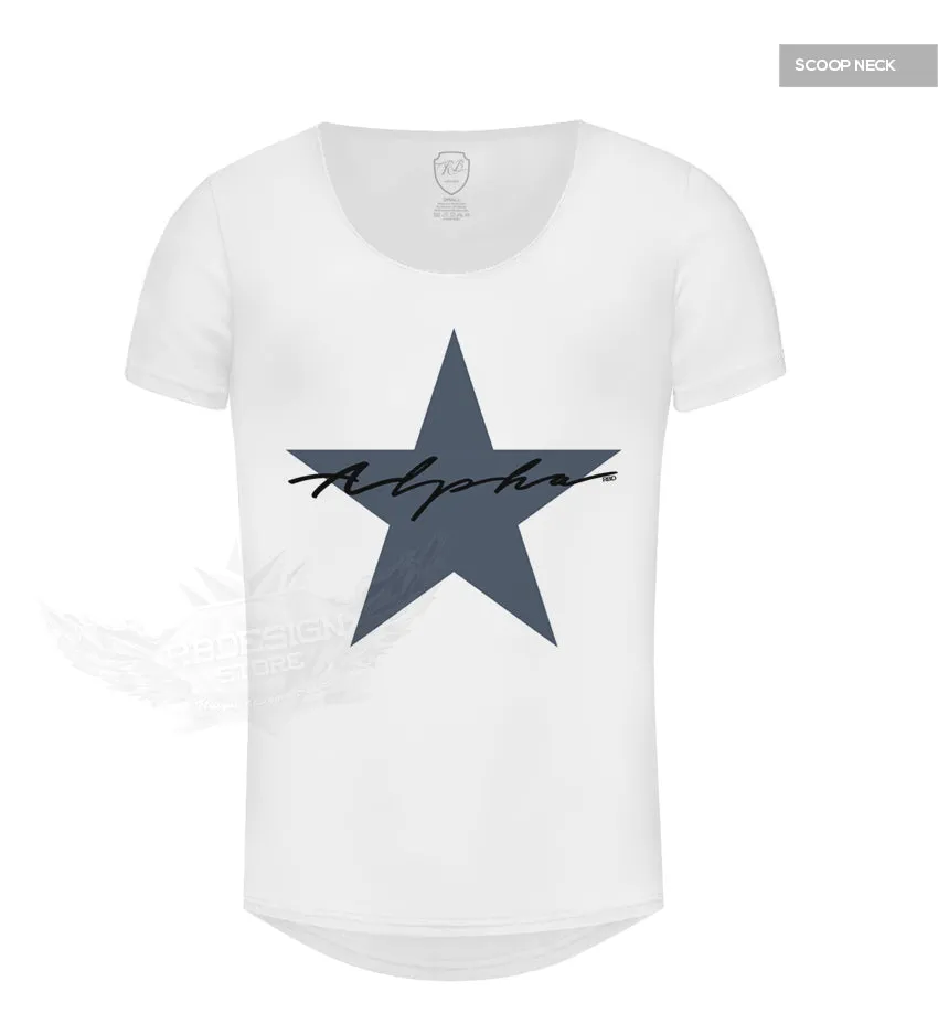 Men's Casual Fashion T-shirt Alpha Male Slim Fit Tee Blue Star MD885S