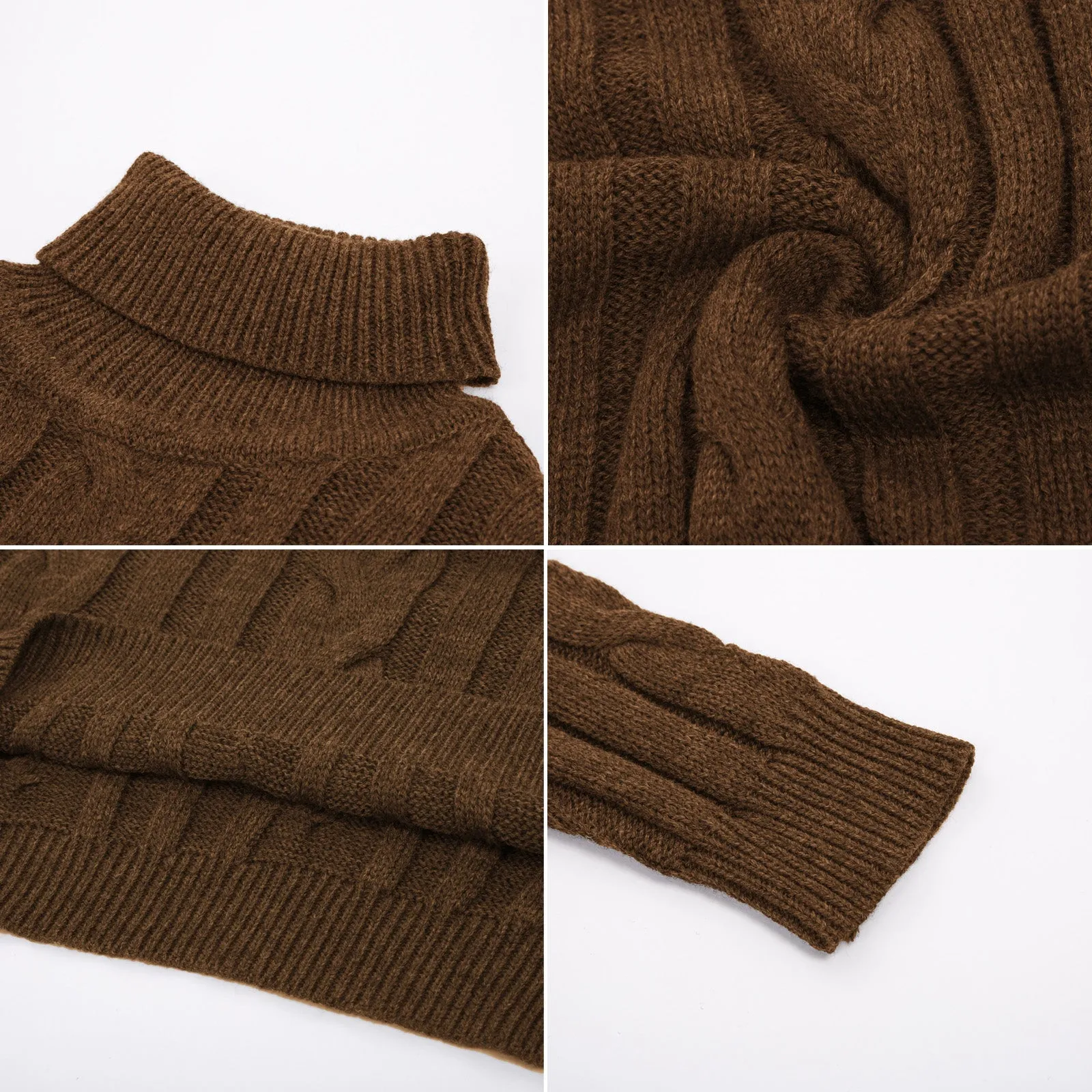 Men's Casual Turtleneck Sweaters Cable Knit Thermal Pullover Sweater