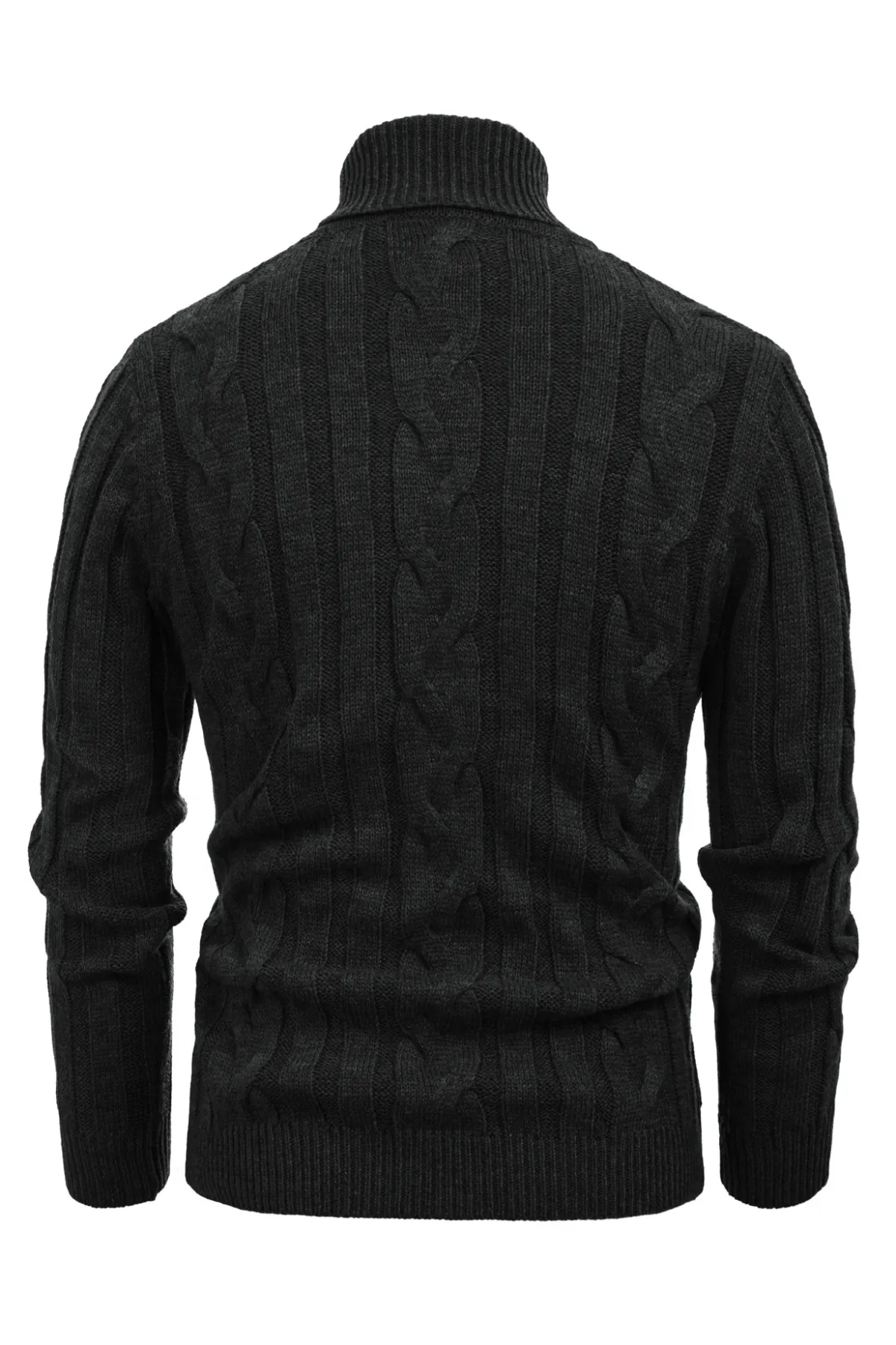 Men's Casual Turtleneck Sweaters Cable Knit Thermal Pullover Sweater