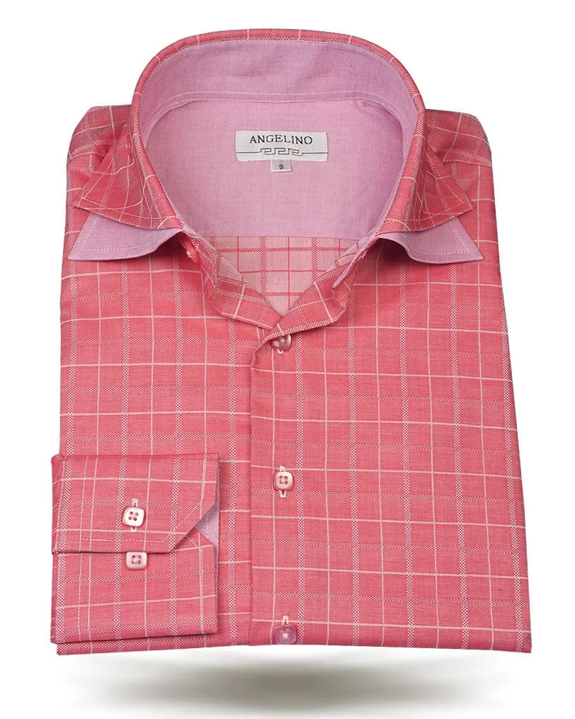 Men's Cotton Shirts - Double Collar Red