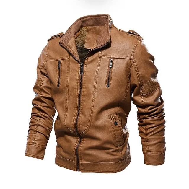 Men's Hooded Leather Jacket