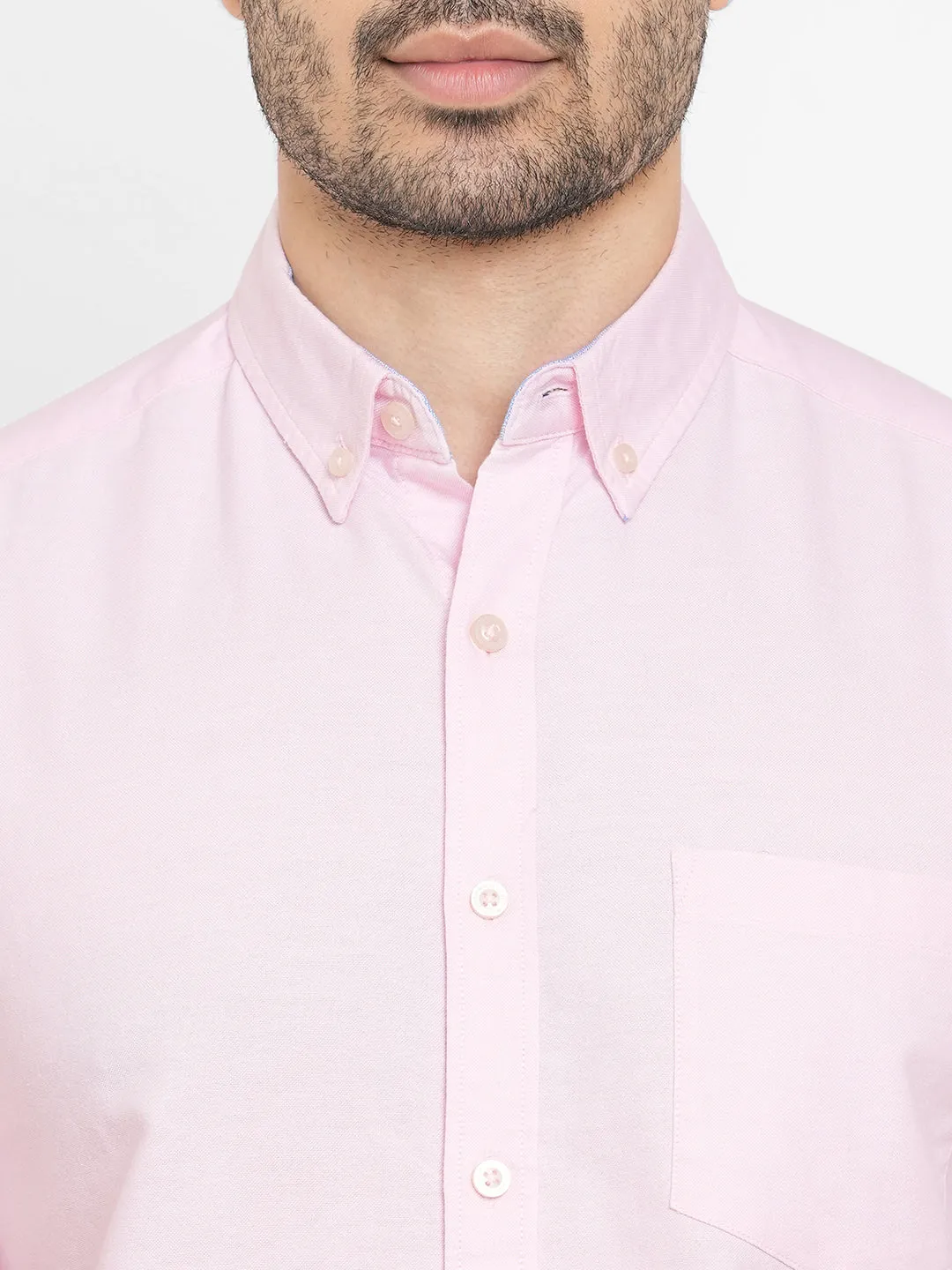 Men's Pink Oxford Cotton Regular Fit Shirts