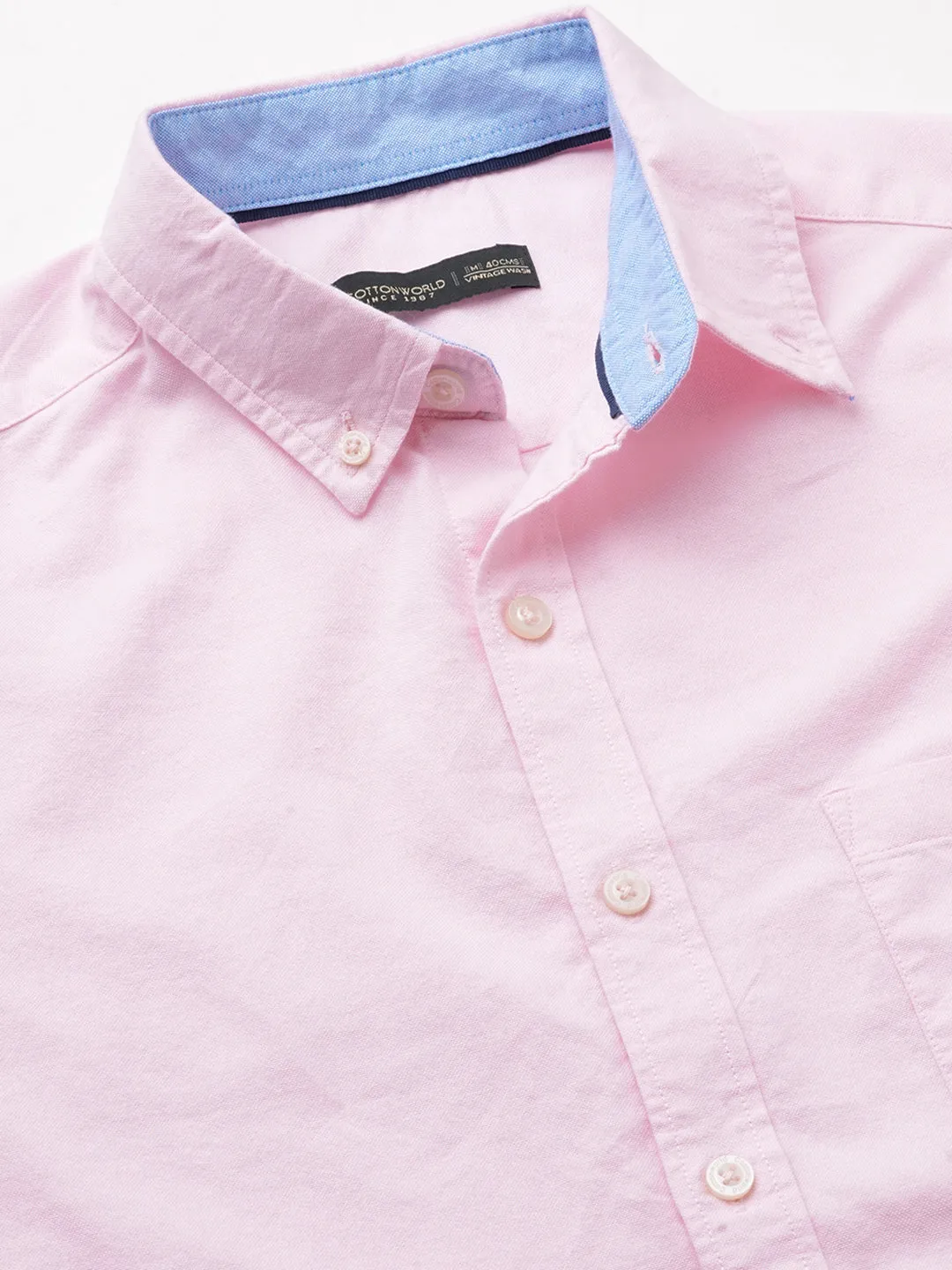 Men's Pink Oxford Cotton Regular Fit Shirts