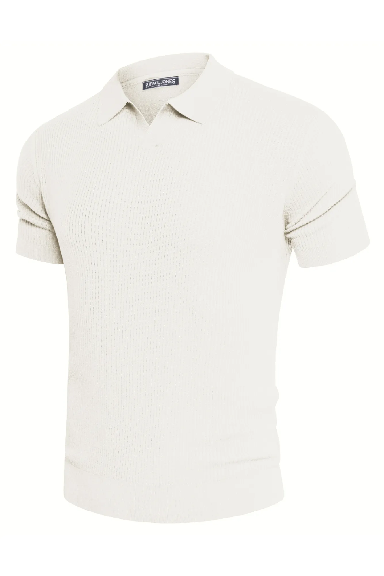 Men's Polo Shirt Ribbed Textured V Neck Knit Polo Shirts