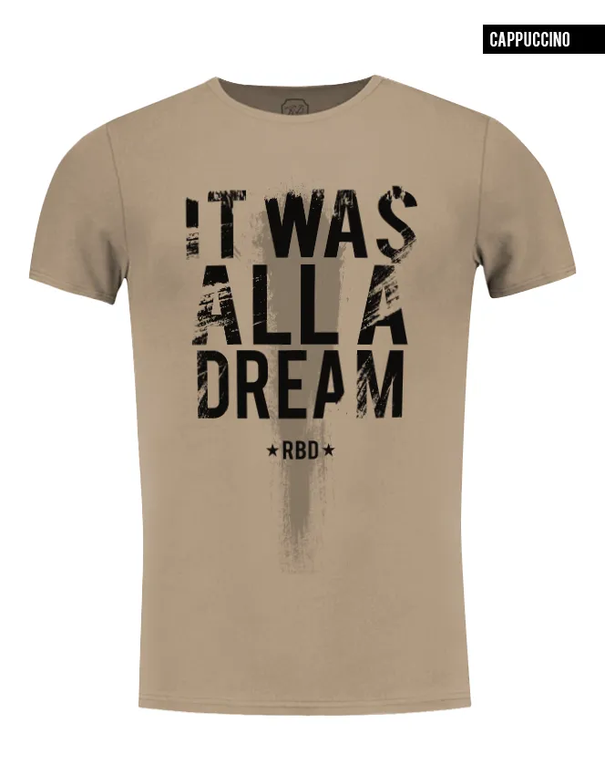 Men's Slogan T-shirt "It Was All a Dream" Khaki Gray Beige Tees / Color Option / MD804