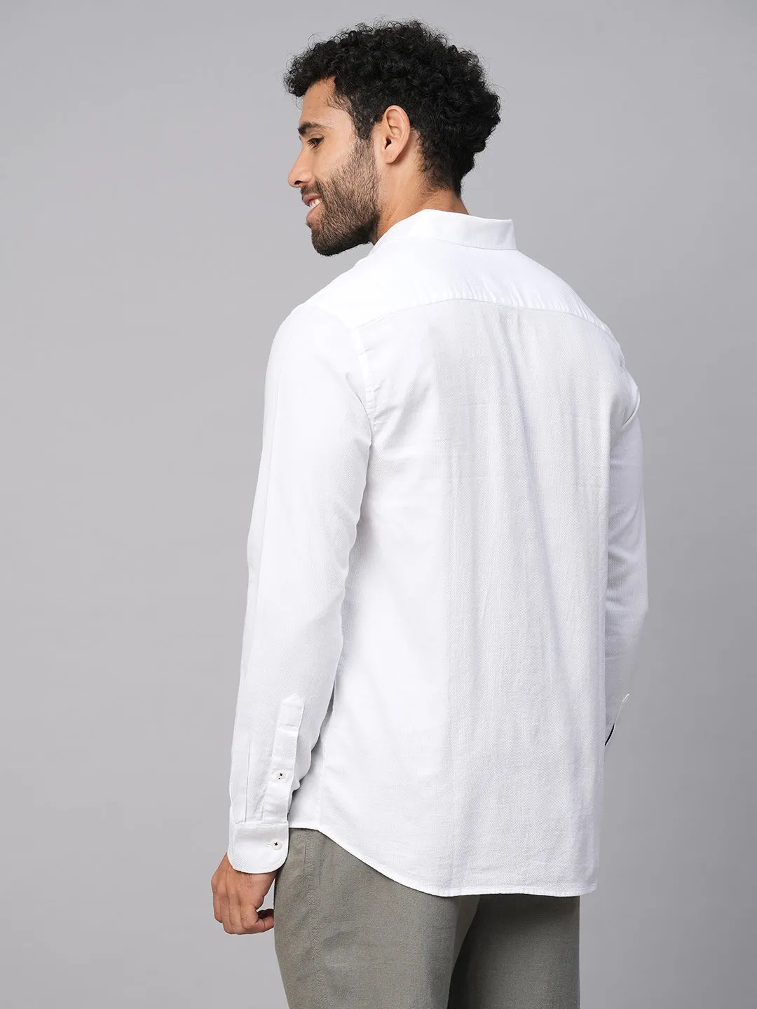 Men's White B Cotton Regular Fit Shirt