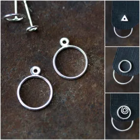 Minimalist Silver Circle Ear Jackets