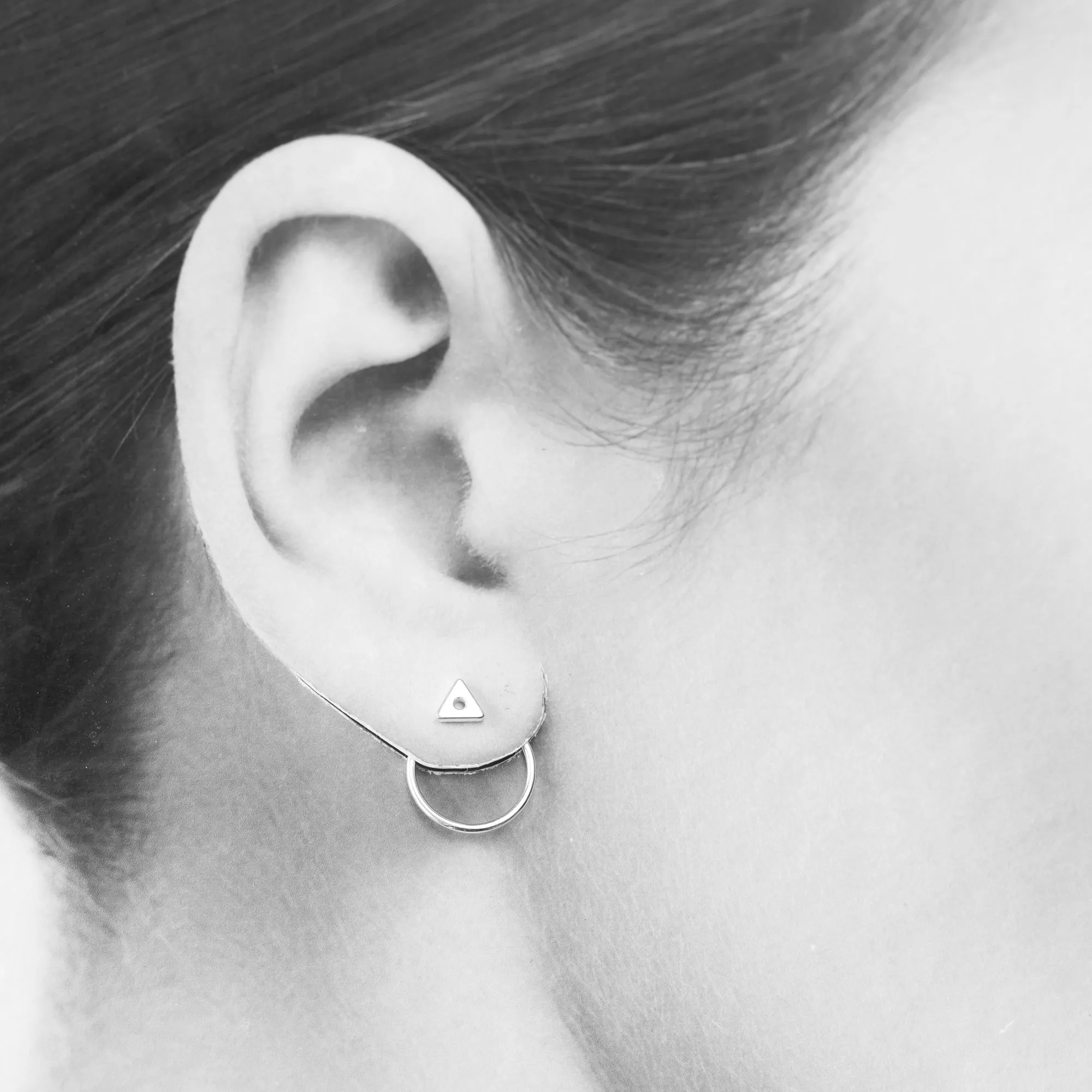 Minimalist Silver Circle Ear Jackets