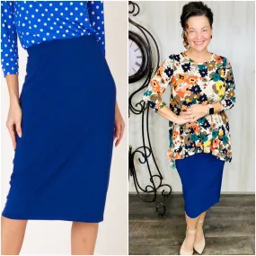 Miss Amy Pencil Skirt (Regular & Plus)- Navy