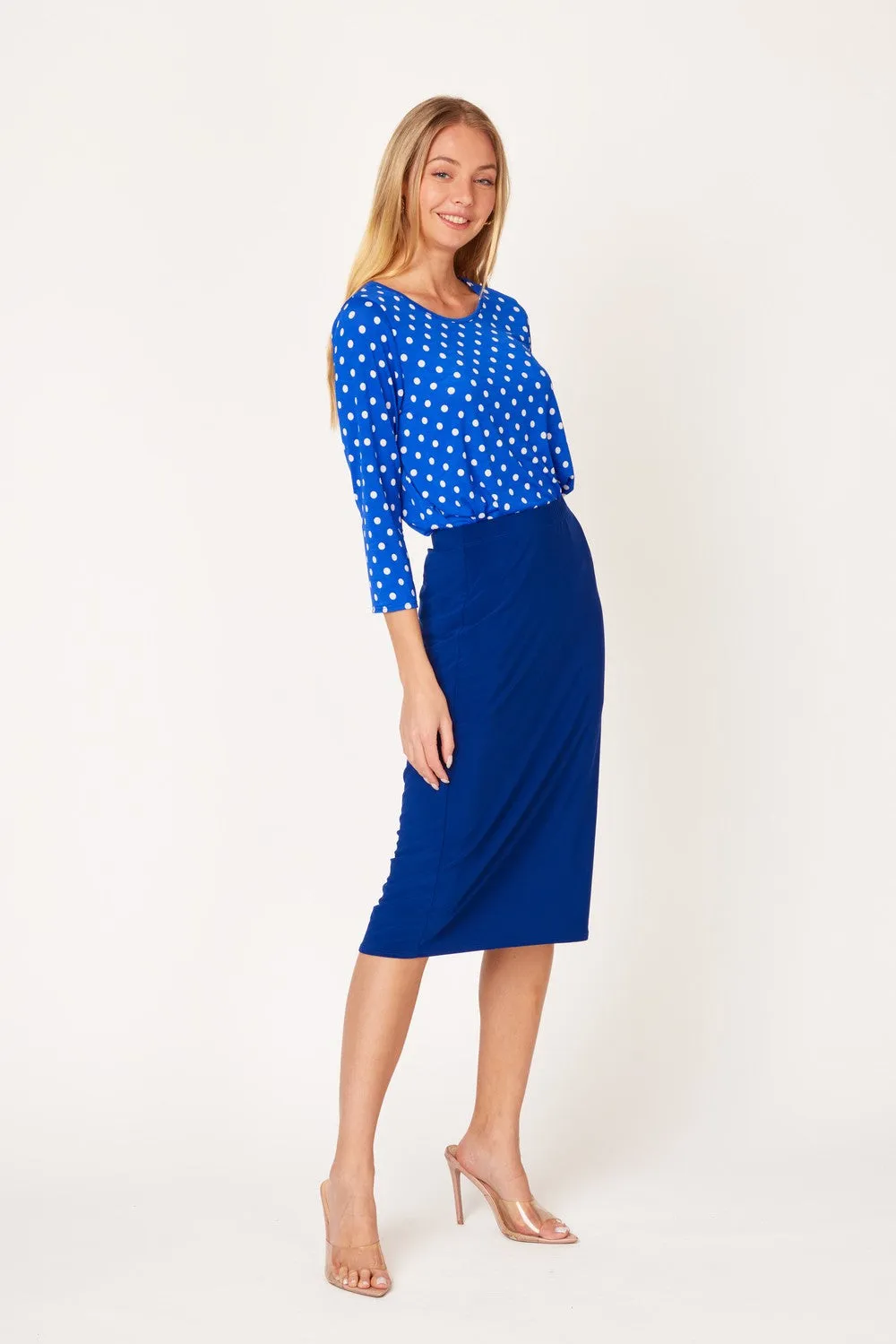 Miss Amy Pencil Skirt (Regular & Plus)- Navy