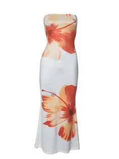 Ombre Abstract Floral Print Bandeau Dress