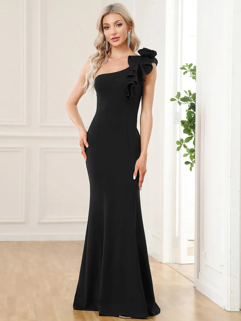 One Shoulder Fitted Gown Size M L XL Style  00052