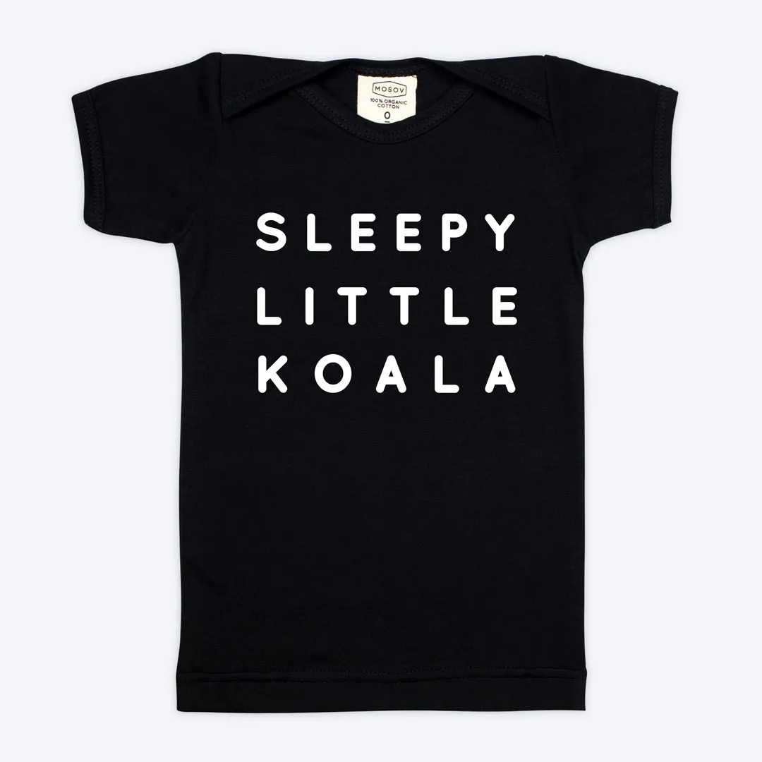 Organic Baby Sleepy Koala Black T-shirt