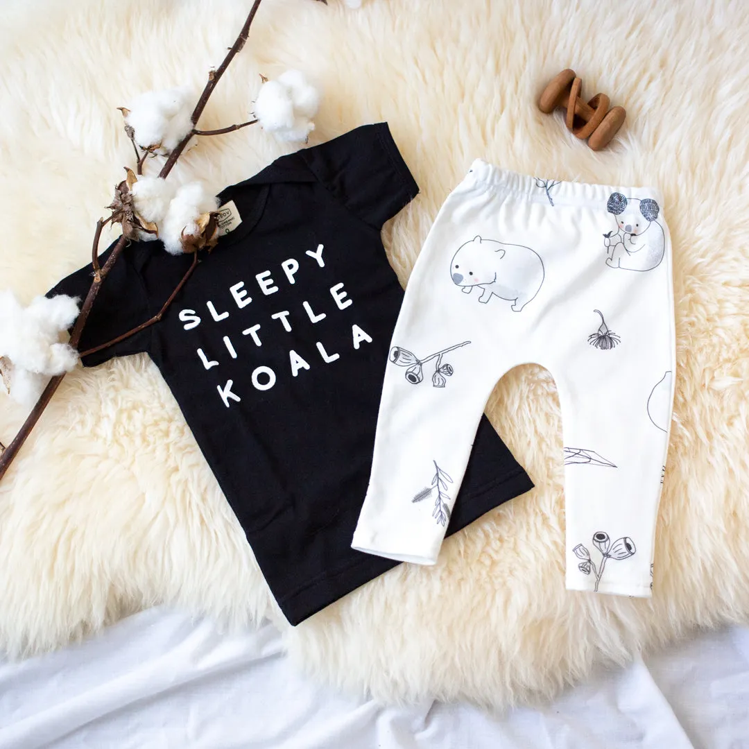 Organic Baby Sleepy Koala Black T-shirt