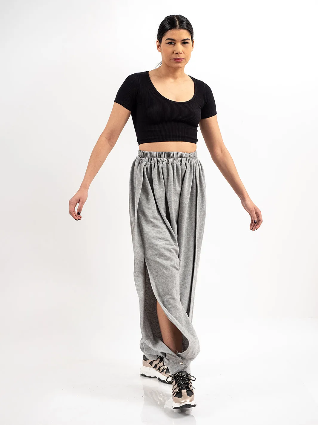 Oversize Gray Pants With Cutouts