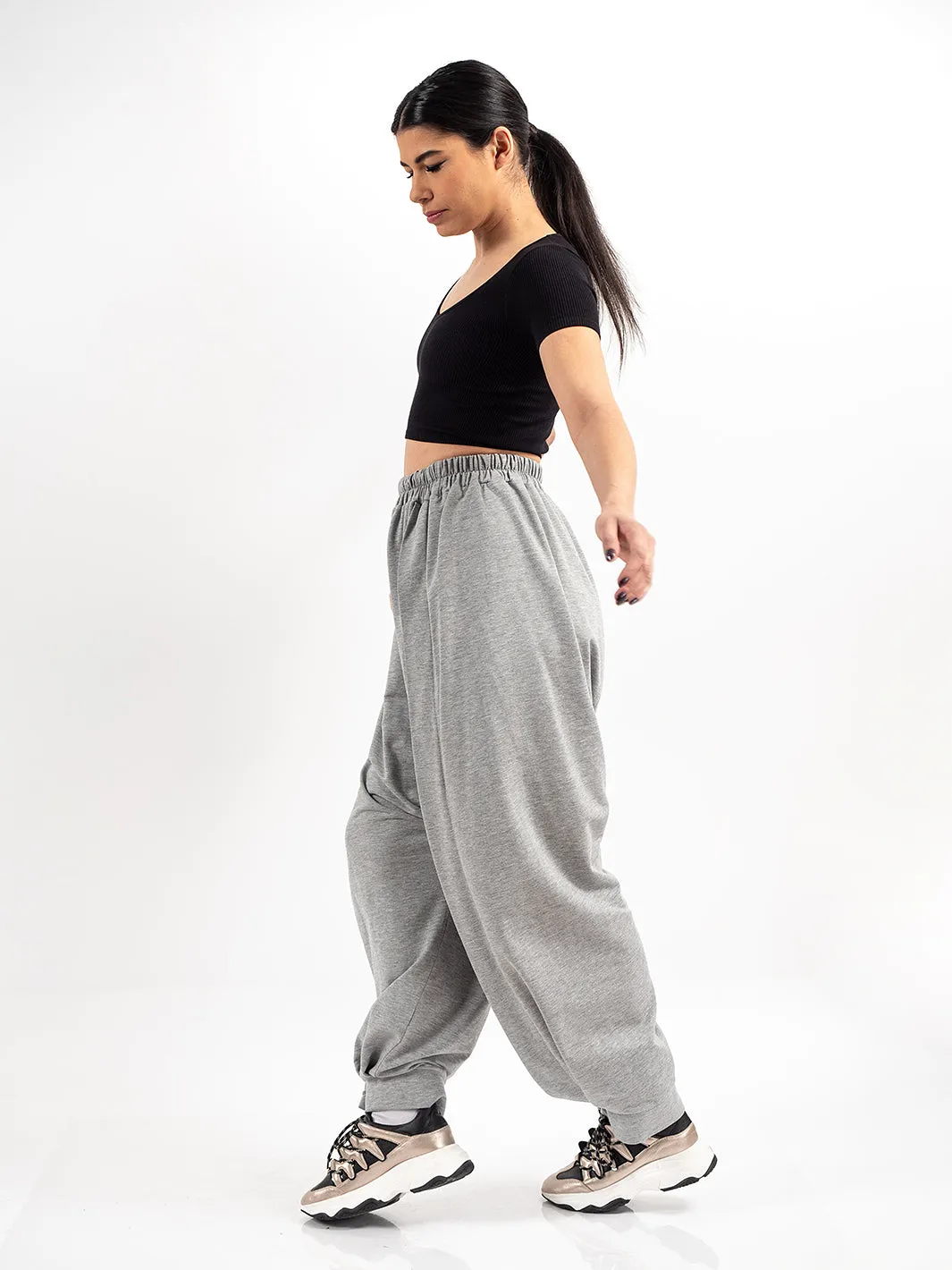 Oversize Gray Pants With Cutouts