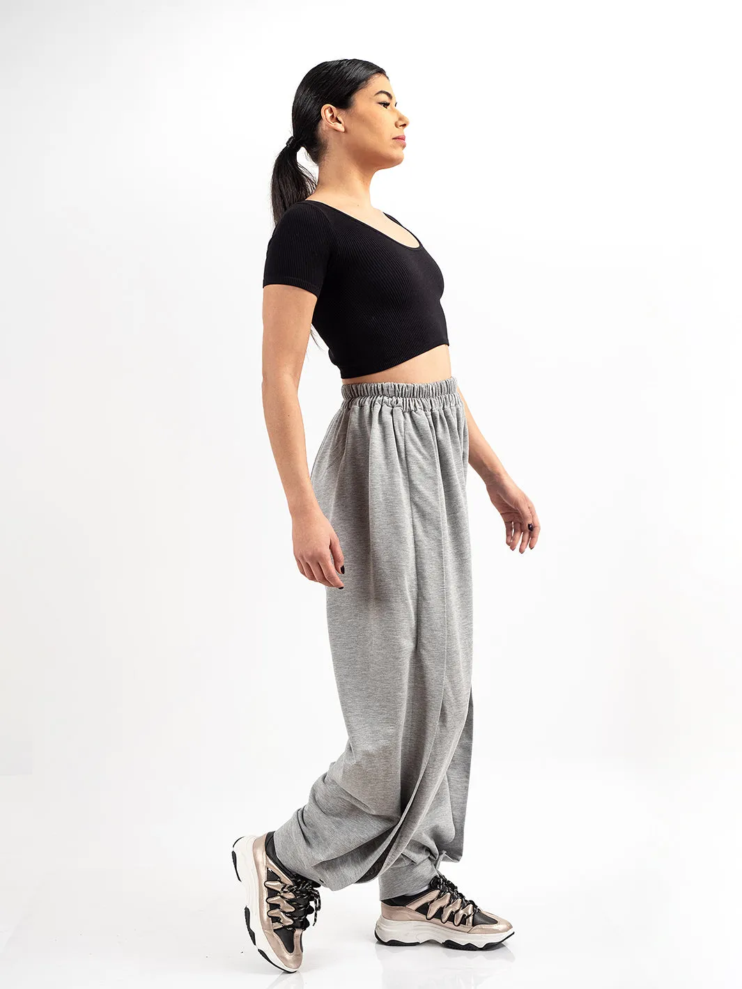 Oversize Gray Pants With Cutouts